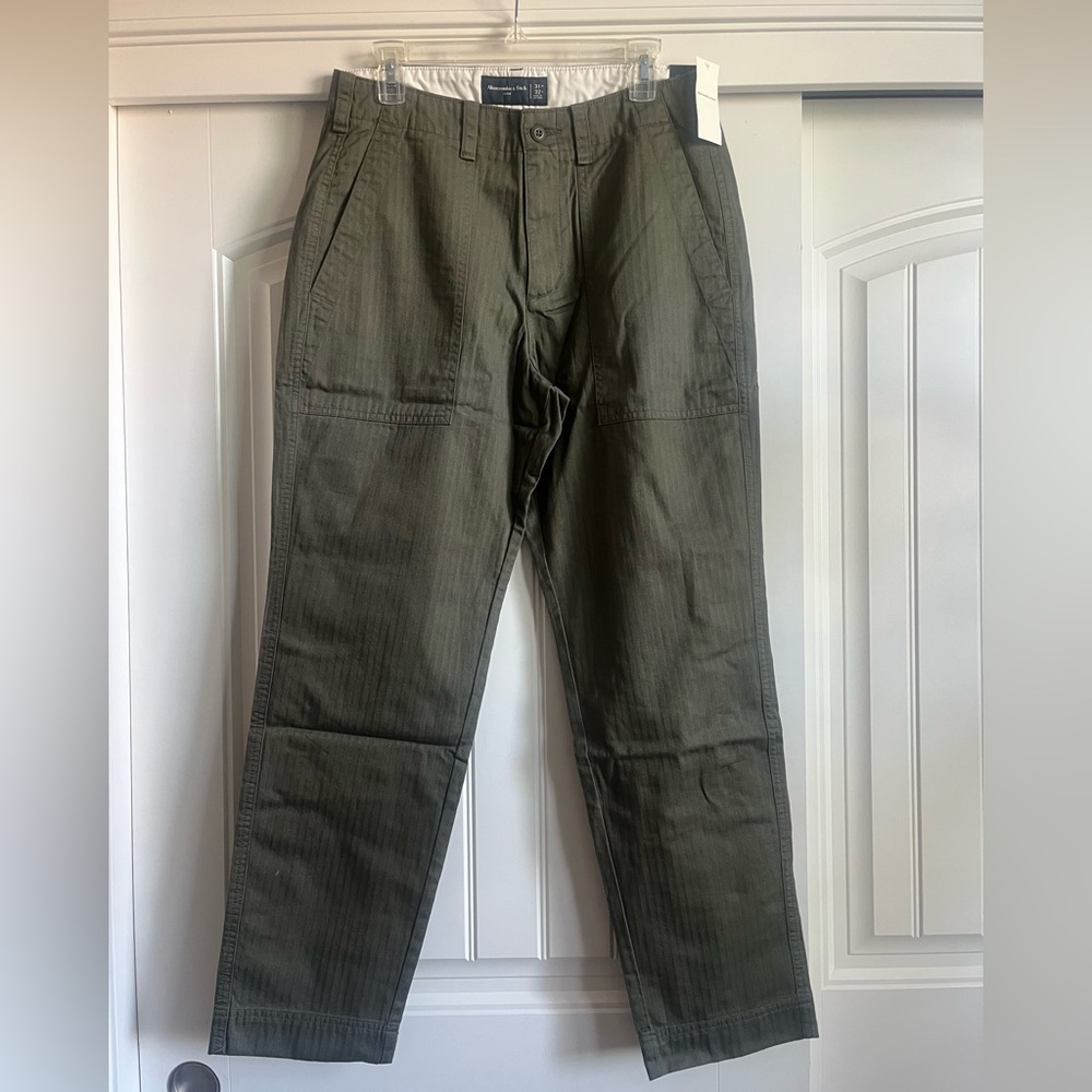 Abercrombie & Fitch Olive Green Cropped Utility Pants